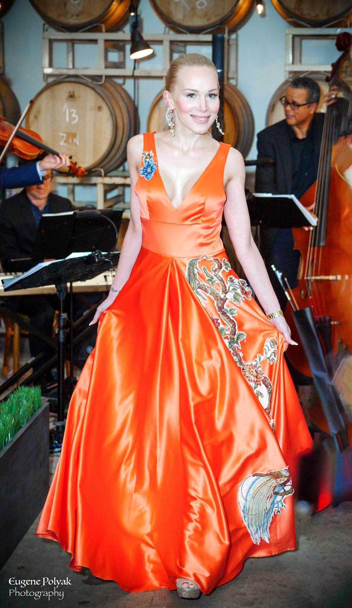 Coral Satin Dress lenatrotskofashion Coral Satin Dress lenatrotskofashion